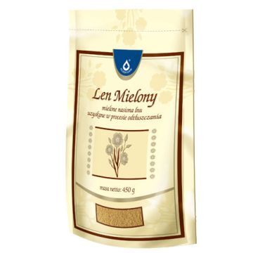 Len mielony, odtluszczony, (Oleofarm), 450 g,doypack