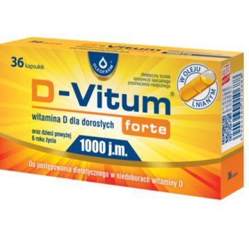 D-Vitum Forte 1000 j.m., kaps.,wit.D, dla doroslych, 36 szt