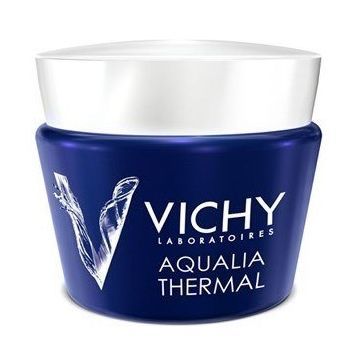 Vichy Aqualia Thermal Spa, nawilżający i regenerujący żel-krem przeciw objawom zmęczenia na noc, 75 ml