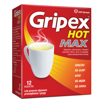 Gripex Hot MAX, proszek do sporządzania roztworu doustnego, 12 saszetek