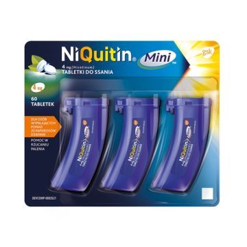 Niquitin Mini, 4 mg, tabl.do ssania, 60 szt (3 poj.x 20 szt)