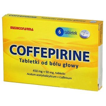 Coffepirine Tabletki od bólu głowy, 450mg + 50mg, tabletki, 12 szt.