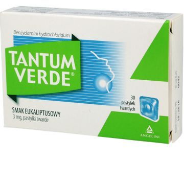 Tantum Verde smak eukaliptusowy, 3mg, pastylki twarde, 30 szt.