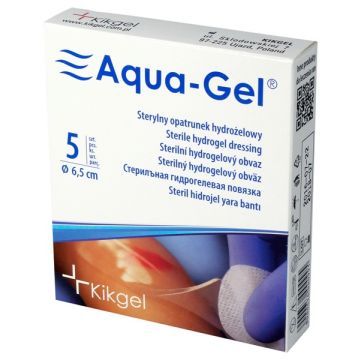 Aqua-Gel, opatrunek hydrożelowy, średnica 6,5 cm, 5 szt.