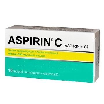 Aspirin C, 400 mg + 240 mg, tabletki musujące, 10 szt.  (import równoległy, InPharm)