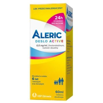 Aleric Deslo Active 0,5 mg/ml, syrop 60ml, na alergię i katar sienny dla dzieci