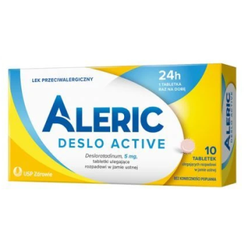 Aleric Deslo Active 5mg, 10 tabletek, na alergię i katar sienny