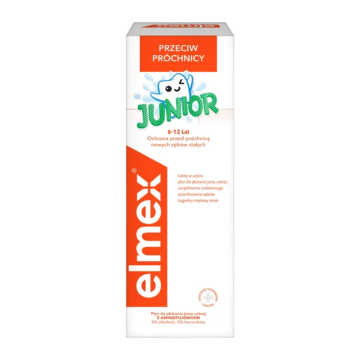 Elmex Junior, płyn do płukania jamy ustnej z aminofluorkiem, dla dzieci w wieku 6-12 lat, 400 ml