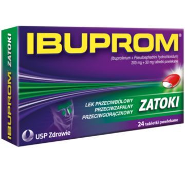 Ibuprom Zatoki, 200 mg + 30 mg, tabletki powlekane, 24 szt.