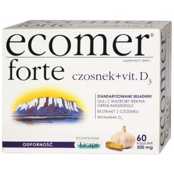 Ecomer forte, kaps.twarde, czosnek+vit.D3, 60 szt