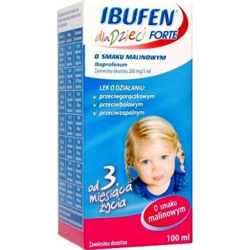 Ibufen dla dzieci FORTE o smaku malinowym, 200 mg/5 ml, zawiesina doustna, 100 ml