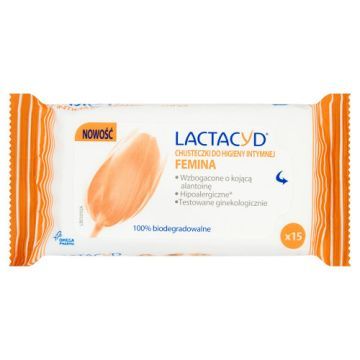 Lactacyd Femina, chusteczki do higieny intymnej, 15 szt.