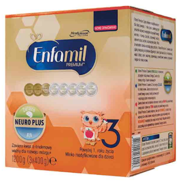 Enfamil 3 Premium MFGM,(Lipil),mleko,pow.1 rz,1200g (3x400g)