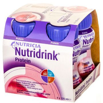 Nutridrink, smak truskawkowy, płyn, 4 x 125 ml