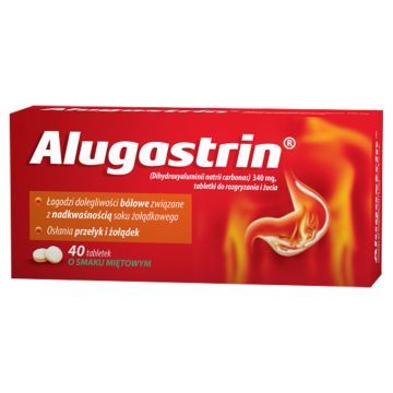 Alugastrin, 340 mg, tabletki do rozgryzania i żucia, 40 szt.