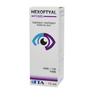 Hexoftyal PHMB, łagodzące i nawilżające krople do oczu, 15 ml 