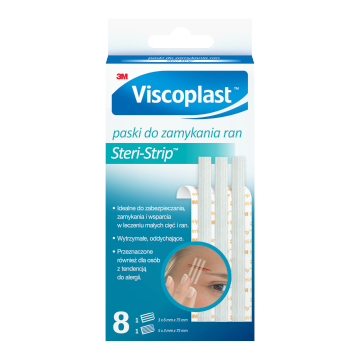 Viscoplast Steri-Strip, paski do zamykania ran, białe, 8 szt.