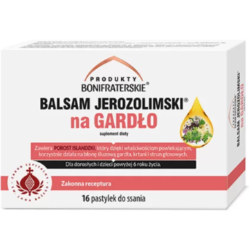 Produkty Bonifraterskie, Balsam Jerozolimski na gardło, pastylki do ssania, 16 szt.