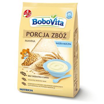 BoboVita Porcja Zbóż, kaszka mleczna, manna, 4m+, 210 g