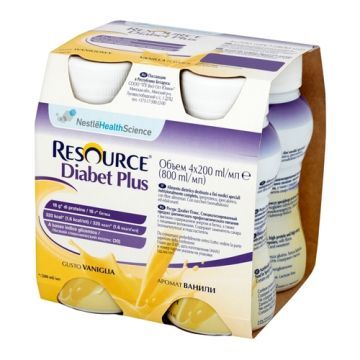 Resource Diabet Plus, dieta kompletna w płynie, smak waniliowy, 4 x 200 ml 