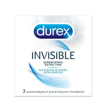 Durex Invisible, prezerwatywy dla większej bliskości, 3 szt.