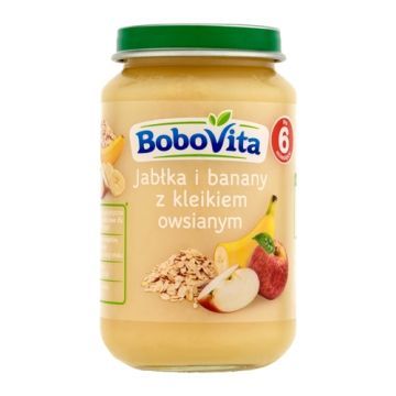 BoboVita, jabłka i banany z kleikiem owsianym, 6 m+, 190 g