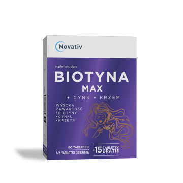 Novativ Biotyna Max+ Cynk+ Krzem, tabletki 75 sztuk (60+15)