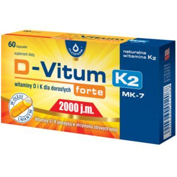 D-Vitum Forte 2000 j.m. K2 MK-7, witaminy D i K dla dorosłych forte, kapsułki, 60 szt.