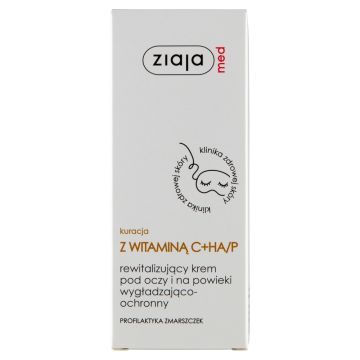 Ziaja Med, Kuracja Dermatologiczna, rewitalizujący krem pod oczy z witaminą C+HA/P, 15 ml