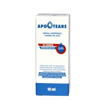 ApoTears, jałowy, nawilżający roztwór do oczu, 0,4%, 10 ml