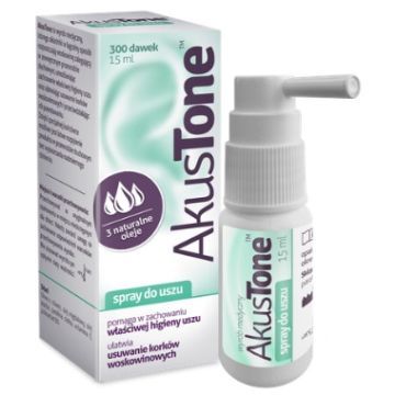 Akustone, spray do uszu, 15 ml (300 dawek)