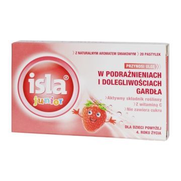 Isla junior, pastylki do ssania, o smaku truskawkowym, 20 szt.