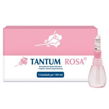 Tantum Rosa, 1 mg/ml, roztwór dopochwowy, 140 ml, 5 butelek