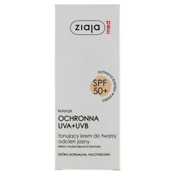 Ziaja Med SPF 50+, krem, tonujacy, jasny, 50 ml