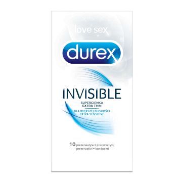 Durex Invisible, prezerwatywa dla większej bliskości, 10 szt.