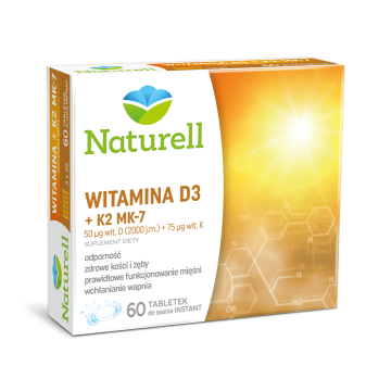 Naturell Witamina D3 + K2 MK-7, tabletki do ssania, 60 szt.