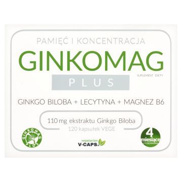 Ginkomag Plus, kapsułki wegańskie, 120 szt.