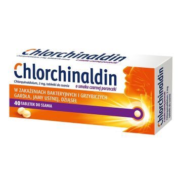 Chlorchinaldin, 2 mg, tabletki do ssania o smaku czarnej porzeczki, 40 szt.