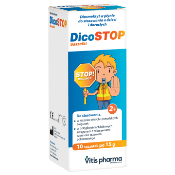 Dicostop, płyn doustny, 10 saszetek po 15 g