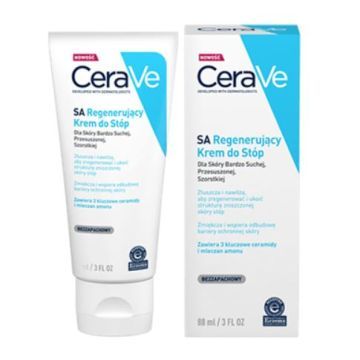 CeraVe SA, regenerujący krem do stóp z ceramidami do skóry bardzo suchej, 88 ml