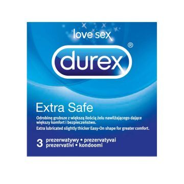 Durex Extra Safe, prezerwatywy powlekane środkiem nawilżającym, 3 szt.