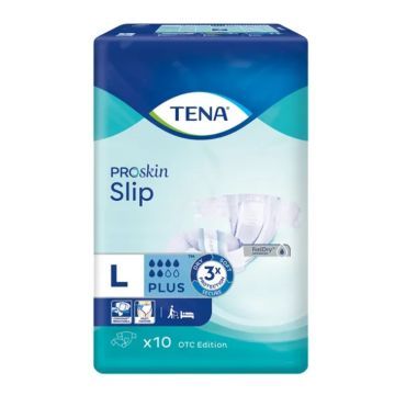 TENA Slip ProSkin Plus OTC Edition, pieluchomajtki, rozmiar L, 10 szt.