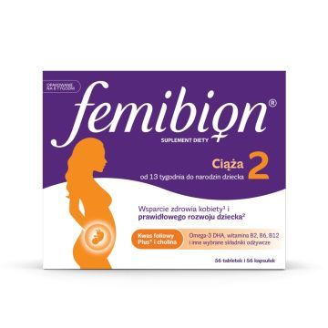 Femibion 2 Ciąża, tabletki powlekane + kapsułki miękkie, 56 szt. + 56 szt.