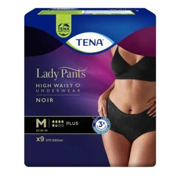 Majtki chłonne TENA Lady Pants Plus Noir OTC Edition, rozmiar M, 9 szt.