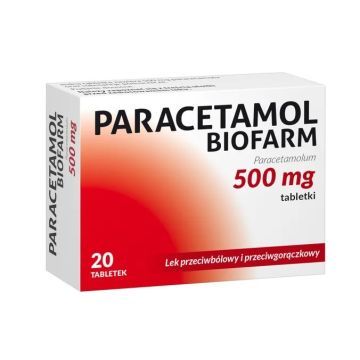 Paracetamol Biofarm, 500 mg, tabletki, 20 szt.