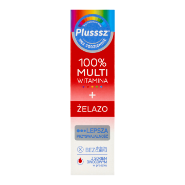 Plusssz 100% Multiwitamina + Żelazo, tabletki musujące, 20 szt.