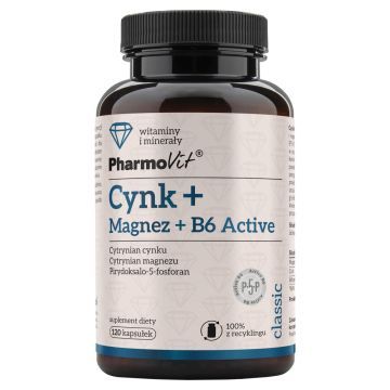 Pharmovit Cynk+Magnez+B6 Active, kaps.,120 szt