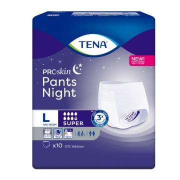 TENA Pants ProSkin Super Night OTC Edition, majtki chłonne, rozmiar L, 10 szt.