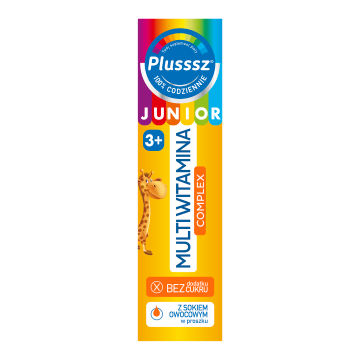 Plusssz Junior Multiwitamina Complex, tabletki musujące, smak tropikalny, 20 szt.