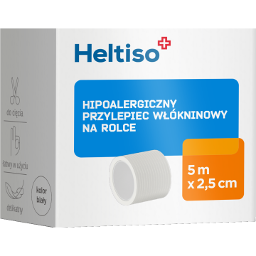 Heltiso, przylep., wlokninowy,5m x 2,5cm, 1 szt (rolka)